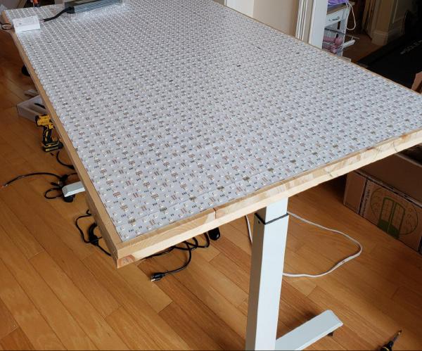 Making a table — what could be easier? But a table with RGB lights on adjustable legs is a completely different story. Power distribution is just one of many little problems you have to solve...